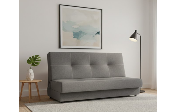 Wersalka Aga grafitowa na sprężynach z funkcją spania i pojemnikiem